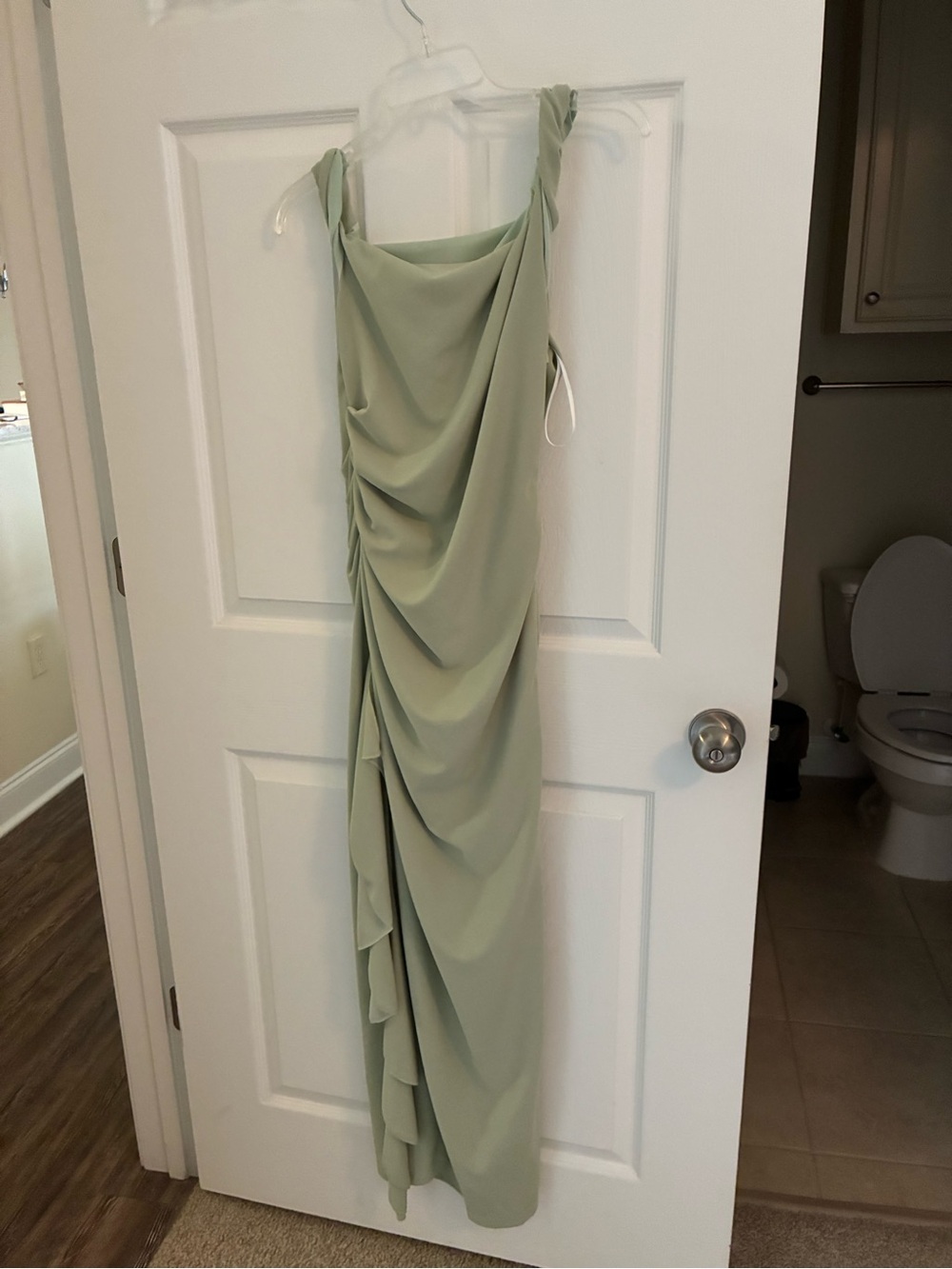 SHEIN Sage Green Draped Ruched Maxi Dress with Twisted Straps